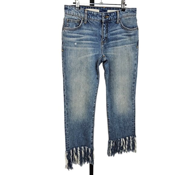 Anthropologie Pilcro  and The Letterpress Hyphen Fringe Bottom Boho Crop Jeans - Picture 7 of 10